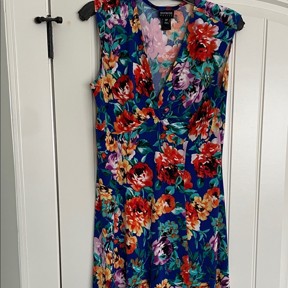 Vibrant Colorful Floral Knee-length Dress